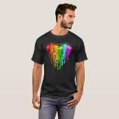 Colorful Rainbow Autism Watercolor Heart Tシャツ (正面フル)