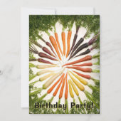 Colorful Rainbow Carrot Food Theme Birthday Party 招待状 (正面)