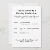 Colorful Rainbow Carrot Food Theme Birthday Party 招待状 (裏面)