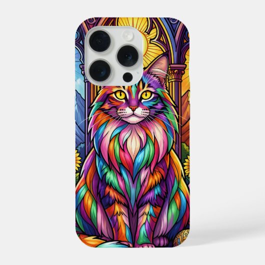 colorful rainbow cat phone case iPhoneケース (裏面)