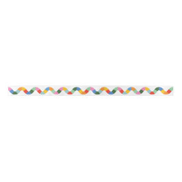 Colorful Rainbow Check Wavy Line and White サテンリボン