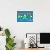 Colorful Rainbow Colors Peace Word Posters ポスター (ホームオフィス)