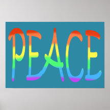 Colorful Rainbow Colors Peace Word Posters