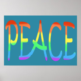 Colorful Rainbow Colors Peace Word Posters ポスター