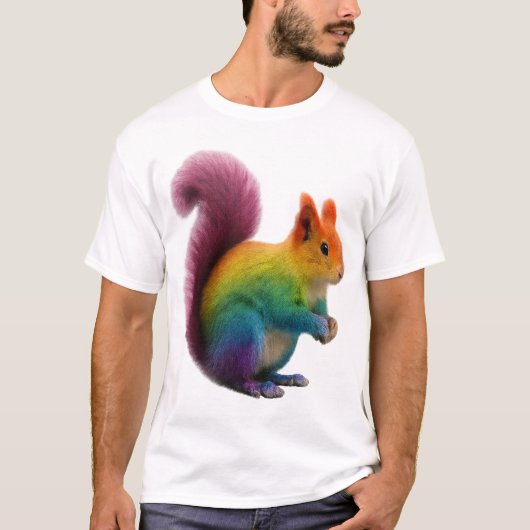  Colorful Rainbow Fur Squirrel Sticker  Tシャツ (正面)