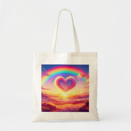 Colorful Rainbow & Heart トートバッグ