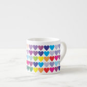 Colorful Rainbow Hearts Pattern  エスプレッソカップ (正面右)