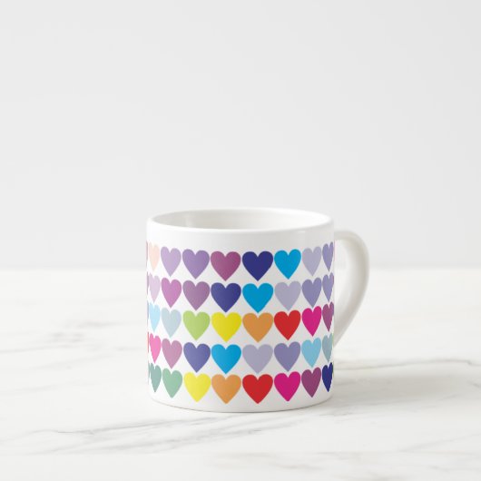 Colorful Rainbow Hearts Pattern  エスプレッソカップ (正面右)