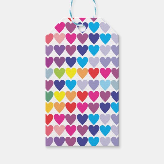 Colorful Rainbow Hearts Pattern ギフトタグ (正面)