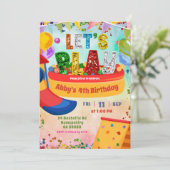 colorful rainbow indoor playground kid's birthday 招待状 (スタンド正面)