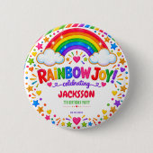Colorful Rainbow Joy 7th Birthday boy Party 缶バッジ (正面)