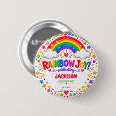 Colorful Rainbow Joy 7th Birthday boy Party 缶バッジ (正面&裏面)