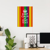 Colorful Rainbow Keep Calm And Your Text Customize ポスター (ホームオフィス)