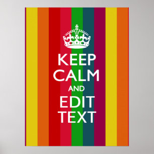 Colorful Rainbow Keep Calm And Your Text Customize ポスター