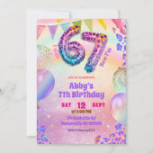 Colorful Rainbow Leopard 67 Birthday Invitation 招待状 (正面)