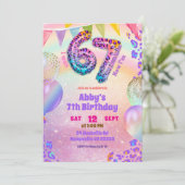 Colorful Rainbow Leopard 67 Birthday Invitation 招待状 (スタンド正面)
