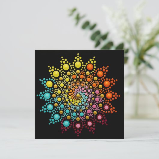 Colorful Rainbow Mandala Note Card サンキューカード (スタンド正面)
