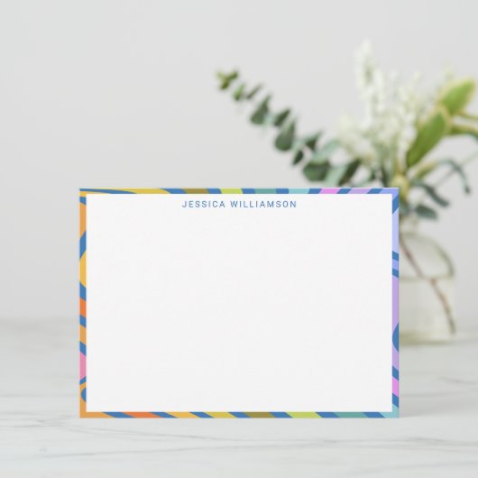 Colorful Rainbow Modern Personalized Stationery ノートカード (スタンド正面)