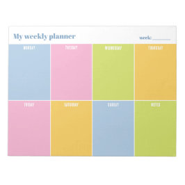 Colorful Rainbow Pastel Custom Weekly Planner ノートパッド