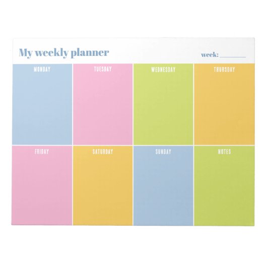 Colorful Rainbow Pastel Custom Weekly Planner ノートパッド (正面)