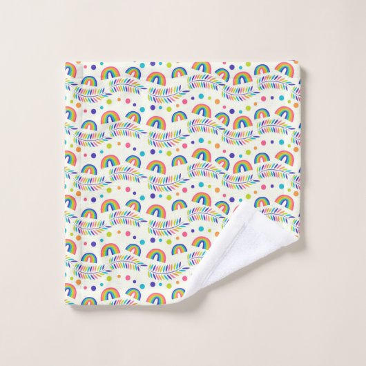 colorful rainbow-patterned towel set and washcloth バスタオルセット (ウォッシュタオル)