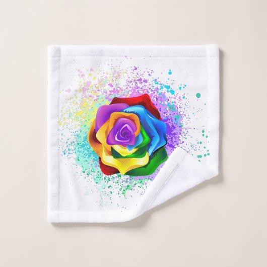 Colorful Rainbow Rose ウォッシュタオル (ウォッシュタオル)