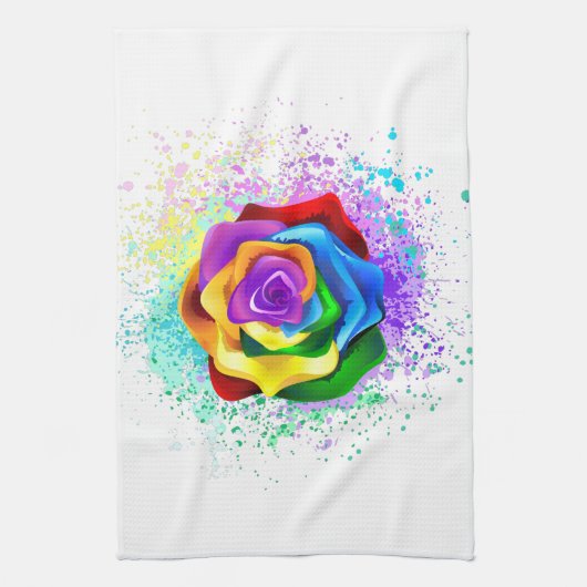 Colorful Rainbow Rose キッチンタオル (縦)
