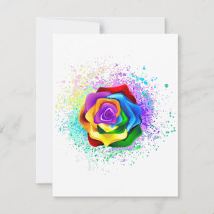 Colorful Rainbow Rose サンキューカード