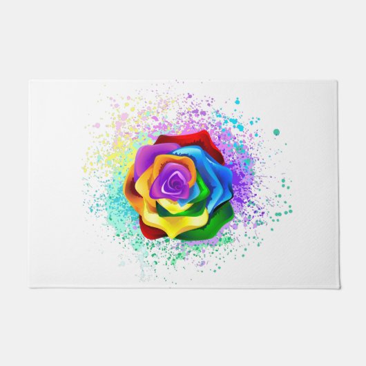 Colorful Rainbow Rose ドアマット (正面)