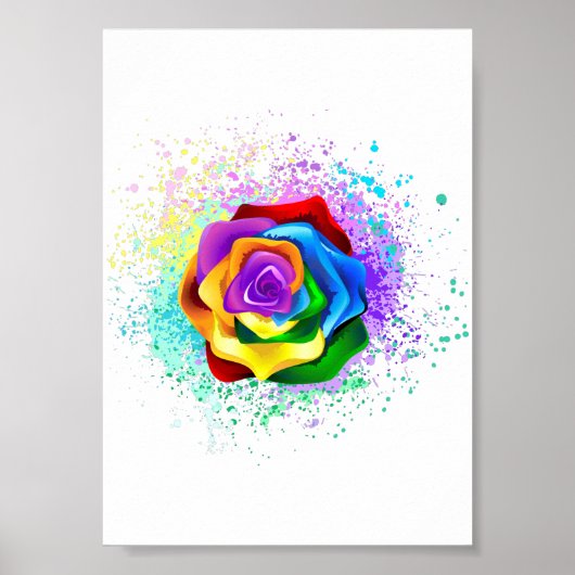 Colorful Rainbow Rose ポスター (正面)
