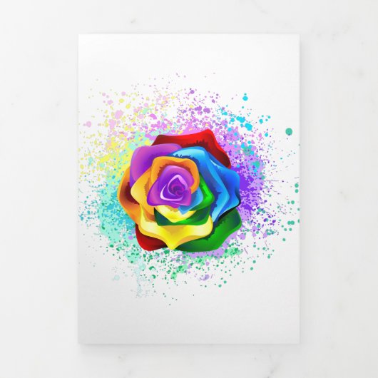 Colorful Rainbow Rose 三つ折り招待状 (カバー)