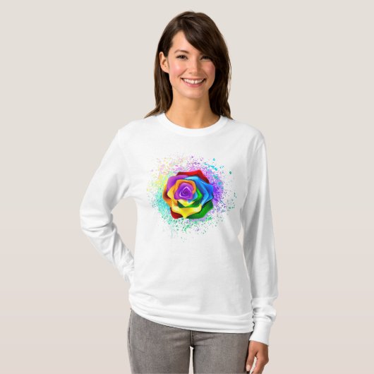 Colorful Rainbow Rose Tシャツ (正面フル)