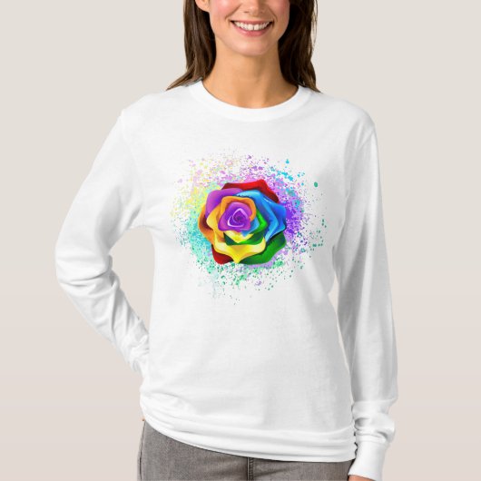 Colorful Rainbow Rose Tシャツ (正面)