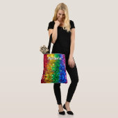 Colorful Rainbow Sequin Print Personalized Name トートバッグ (モデル)
