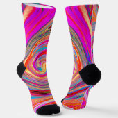 Colorful Rainbow Swirl Retro Abstract Design ソックス (傾斜あり)