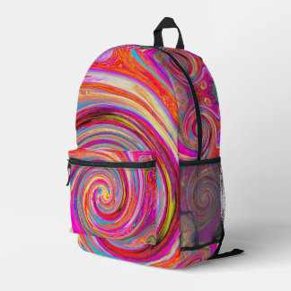 Colorful Rainbow Swirl Retro Abstract Design プリントバックパック