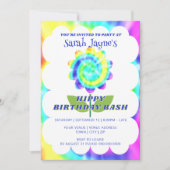 Colorful Rainbow Tie Dye Birthday Invitation 招待状 (正面)
