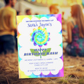 Colorful Rainbow Tie Dye Birthday Invitation 招待状