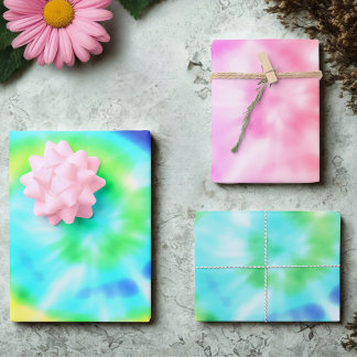 Colorful Rainbow Tie Dye Wrapping Paper Sheets ラッピングペーパーシート