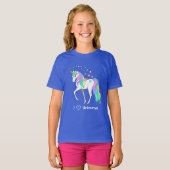 Colorful Rainbow Unicorn and Stars Tシャツ (正面フル)