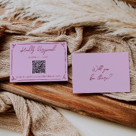Colorful Raspberry Pink QR Code Fun Wedding 出欠カード