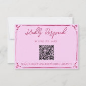 Colorful Raspberry Pink QR Code Fun Wedding 出欠カード (正面)