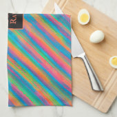 Colorful Rays of Light falling into darkness キッチンタオル (四つ折り)