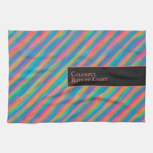 Colorful Rays of Light falling into darkness キッチンタオル (横)
