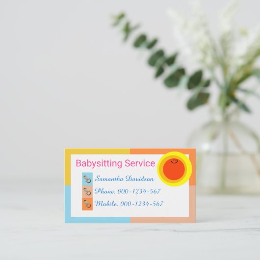 Colorful Rectangle Frame Smiling Sun 名刺 (スタンド正面)