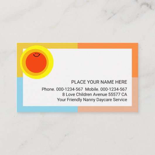 Colorful Rectangle Frame Smiling Sun 名刺 (裏面)