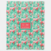 Colorful red and green watercolor preppy throw フリースブランケット (正面)