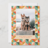 Colorful Red Green Ivory Geometric Print Photo シーズンカード (正面)