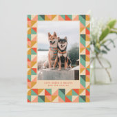 Colorful Red Green Ivory Geometric Print Photo シーズンカード (スタンド正面)