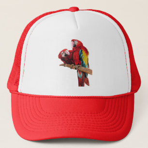 Colorful Red Macaw Watercolor Painting Design キャップ
